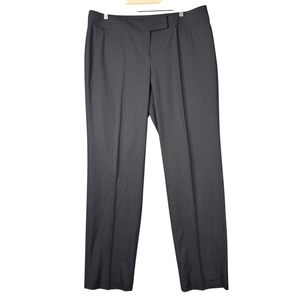Lafayette 148 New York Gramercy Virgin Wool Straight Leg Pants Charcoal Gray 16